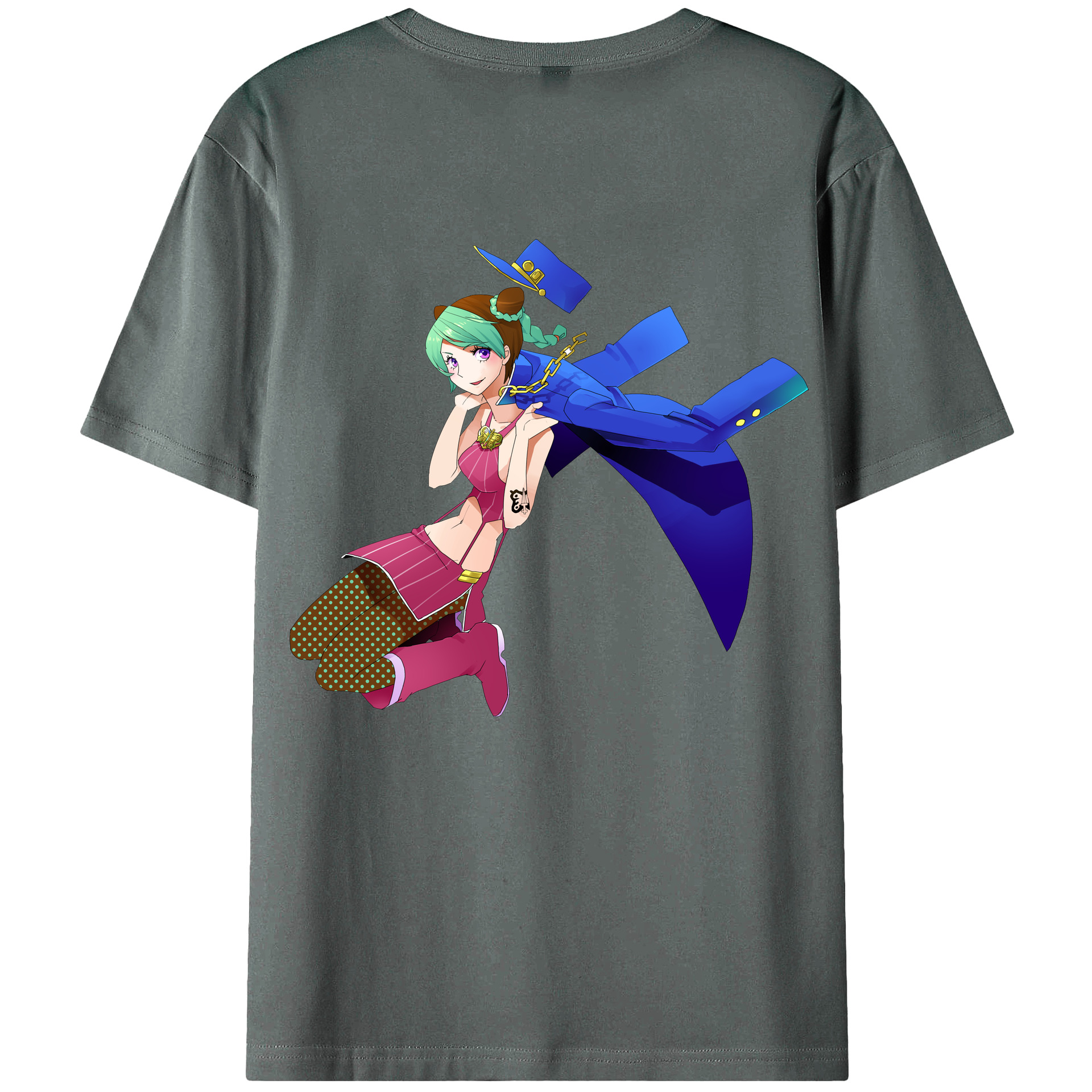 （画像用） "ジョジョの奇妙な冒険 くうじょう ジョリーン JoJo's Bizarre Adventure Jolyne Cujoh " 綿100％半袖Tシャツ（背面プリント）